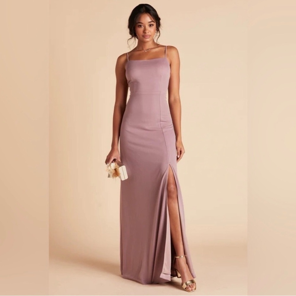 Birdy Grey Benny Dress in Crepe Dark Mauve Purple Spaghetti Straps Tie Back XL